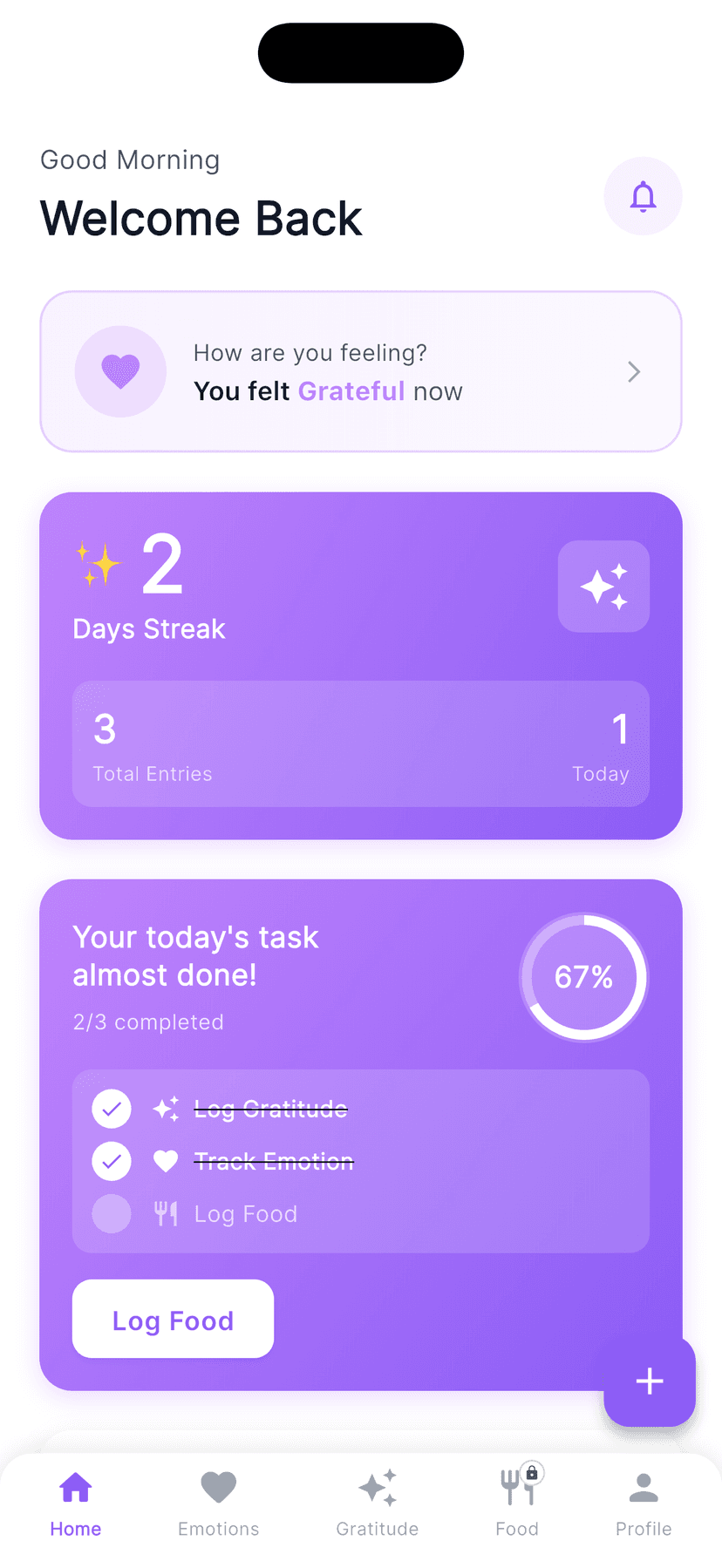 Vita emotions tracking view.