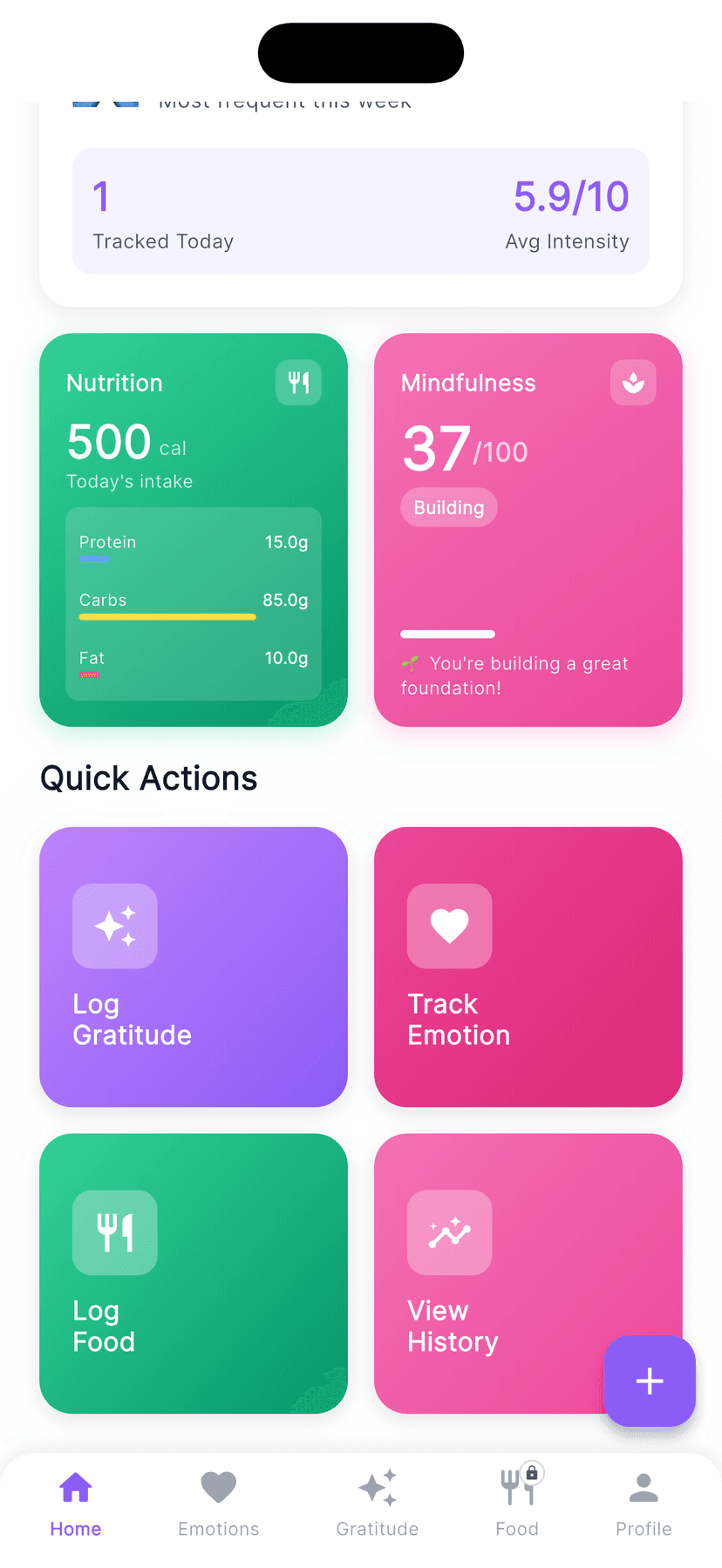 Vita profile and progress dashboard.